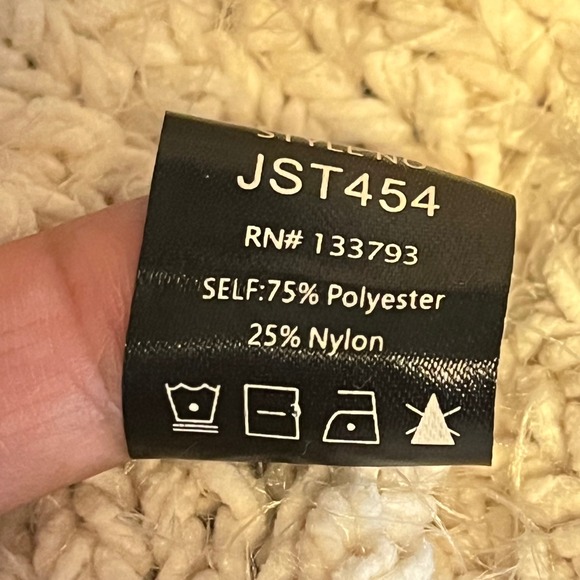 POL Womens Cream Cable Knit Chunky Oversized Cowl Neck Sweater Pullover Large - Picture 5 of 5